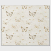 Papier Cadeau Cream Butterflies & Hearts Birthday (Plat)