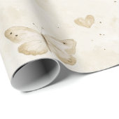 Papier Cadeau Cream Butterflies & Hearts Birthday (Coin rond)