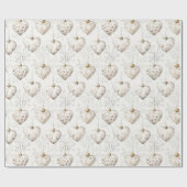 Papier Cadeau Cream Christmas Heart Ornaments (Plat)