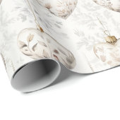 Papier Cadeau Cream Christmas Heart Ornaments (Coin rond)