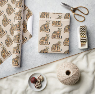 Papier Cadeau Cream Gold Leopard Animal Anniversaire