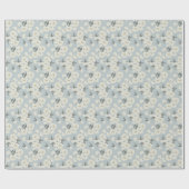 Papier Cadeau Cream Peony Flowers on Light Blue Background (Plat)
