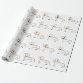 Papier Cadeau Cream Smooth Coat Dachshund Cartoon Motif (Déroulé)