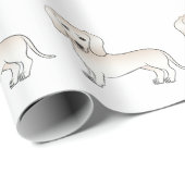 Papier Cadeau Cream Smooth Coat Dachshund Cartoon Motif (Coin rond)
