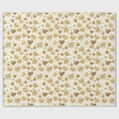 Papier Cadeau Cream With Gold Sparkle Hearts (Plat)