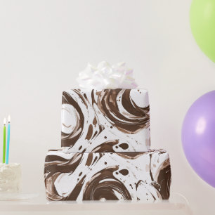 Papier Cadeau Creamme Brown Chocolat tourbillons Anniversaire