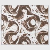Papier Cadeau Creamme Brown Chocolat tourbillons Anniversaire (Plat)