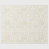 Papier Cadeau Creamy Almond White Damask Ajouter Nom Félicitatio (Plat)