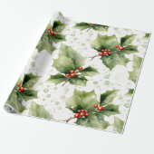 Papier Cadeau Create Your Own Painted Red Holly (Déroulé)