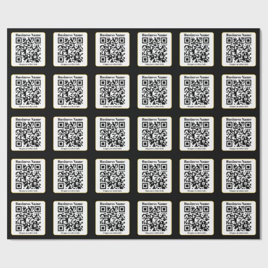 Papier Cadeau Create Your Own QR Code | Black White Gold Border (Plat)