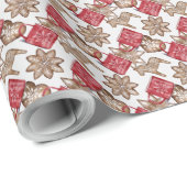 Papier Cadeau Create Your Own Red & Gold Hygge Cookies & Cocoa (Coin rond)