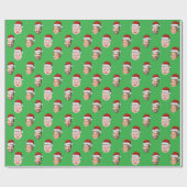 Papier Cadeau Create Your Own Santa Hat Face 3 Photo Green (Plat)