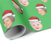 Papier Cadeau Create Your Own Santa Hat Face 3 Photo Green (Coin rond)