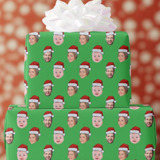 Papier Cadeau Create Your Own Santa Hat Face 3 Photo Green