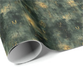 Papier Cadeau Create Your Own Teal Gold Magic Text Black (Coin rond)