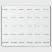 Papier Cadeau Créatif tendance nom propre blanc bleu océan (Plat)