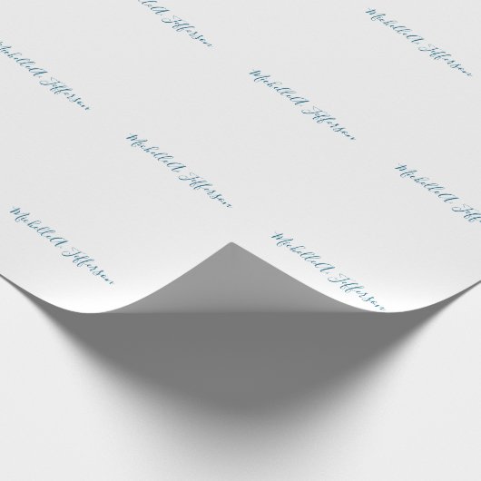 Papier Cadeau Créatif tendance nom propre blanc bleu océan (Coin)
