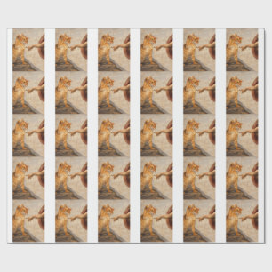 Papier Cadeau Création d'Adam avec le chat Sarca, une œuvre d'ar