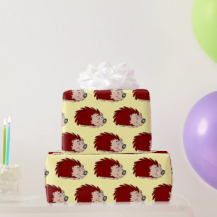 Papier Cadeau Création de hérisson sur fond de n'importe quelle