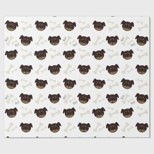 Papier Cadeau Creative mignon Rottweiler Motif de chiot et os (Plat)