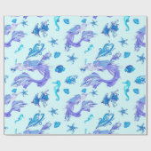 Papier Cadeau Créature de la fée mauve de sirène (Plat)