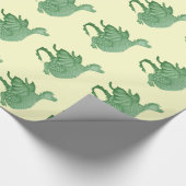 Papier Cadeau créature imaginaire mythique dragon vert mignon (Coin)