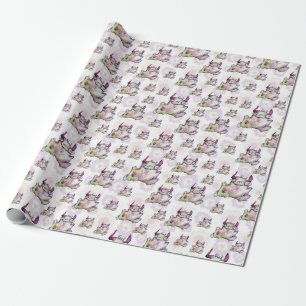 Papier Cadeau Créature Monstre de Jogging Heureuse