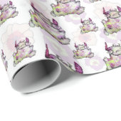 Papier Cadeau Créature Monstre de Jogging Heureuse (Coin rond)