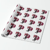 Papier Cadeau Créature mythique du dragon noir rouge (Déroulé)