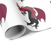 Papier Cadeau Créature mythique du dragon noir rouge (Coin rond)