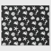 Papier Cadeau Créatures de la mer Noire et Blanche (Plat)