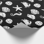 Papier Cadeau Créatures de la mer Noire et Blanche (Coin)