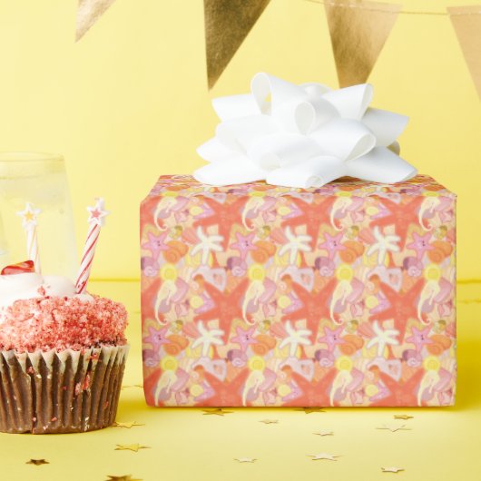 Papier Cadeau Créatures de la mer Pastel (Fête d'anniversaire)