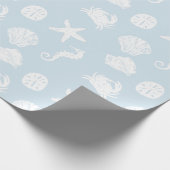Papier Cadeau Créatures de mer bleu-clair et blanche (Coin)