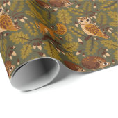 Papier Cadeau Créatures des bois et Motif Feuille (Coin rond)