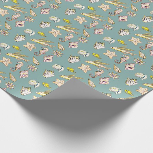 Papier Cadeau Créatures du papier d'emballage océanique (Coin)