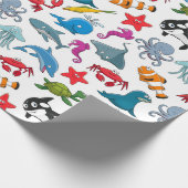 Papier Cadeau Créatures Marines Heureuses (Coin)