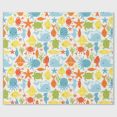 Papier Cadeau Créatures marines Papier d'enveloppement nautique (Plat)