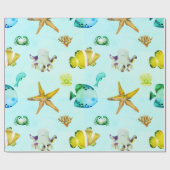 Papier Cadeau Créatures mignonnes sous la mer (Plat)