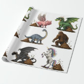 Papier Cadeau Créatures mythiques drôles qui font caca (Déroulé)