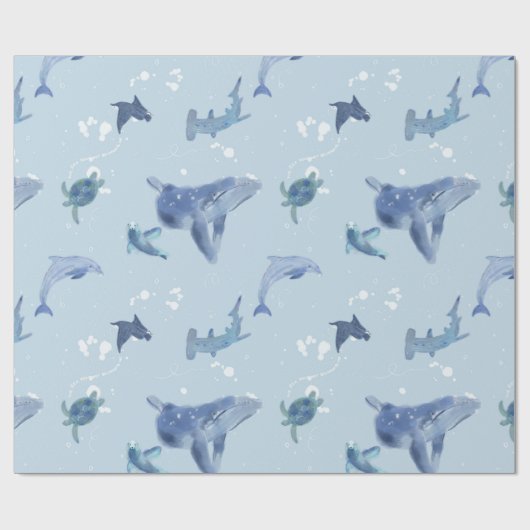 Papier Cadeau créatures océaniques (Plat)