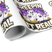 Papier Cadeau Creepin'It Real | Éffrayant Halloween Design Fun (Coin rond)
