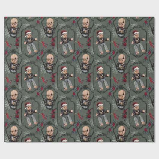 Papier Cadeau Creepy Doll Christmas Wrapping Paper (Plat)