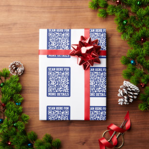 Papier Cadeau Créer un code QR analysable Bleu marine (modifia