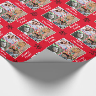 Papier Cadeau Créer votre propre 4 famille Photo Rouge Joyeux N