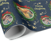 Papier Cadeau Créer votre propre photo Joyeux script de Noël (Coin rond)