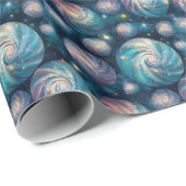Papier Cadeau Créez vos propres bulles spirales roses et sarcell (Coin rond)