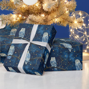 Papier Cadeau Créez vos propres hiboux de neige en or bleu magiq