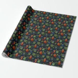 Papier Cadeau Créez Vos Propres Hiboux Multicolores Noirs