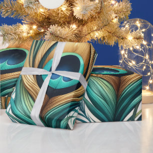 Papier Cadeau Créez vos propres plumes de paon dorées